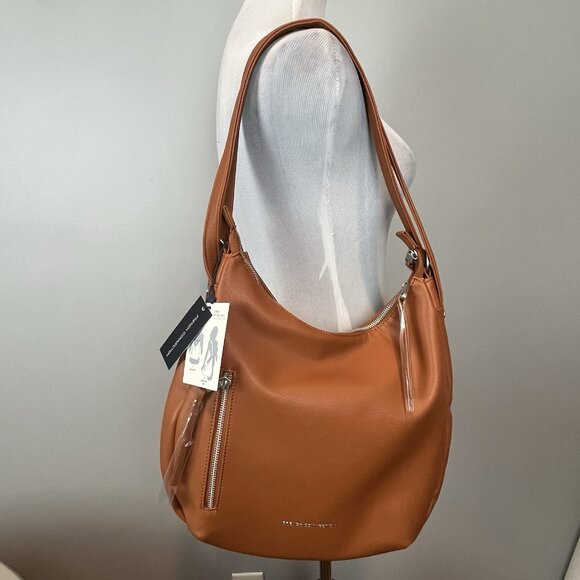 French Connection Thorn Slouchy Convertible Backpack Bag NWT Brown Faux Leather - Picture 1 of 9